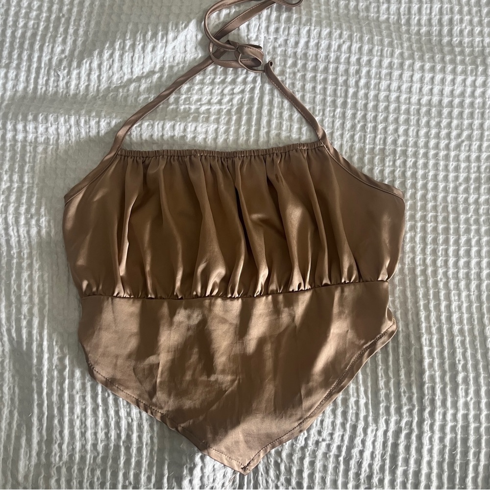 Shein Ruched Bust Tie Back Halter Top